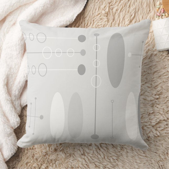 Almofada Círculos e Linhas Oval de Cinzas Brancas do Século (Cobertor)
