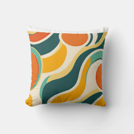 Almofada Círculos Laranja e Fluxos de Cor