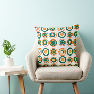Almofada Círculos Retro Frasco Laranja Verde Em Branco
