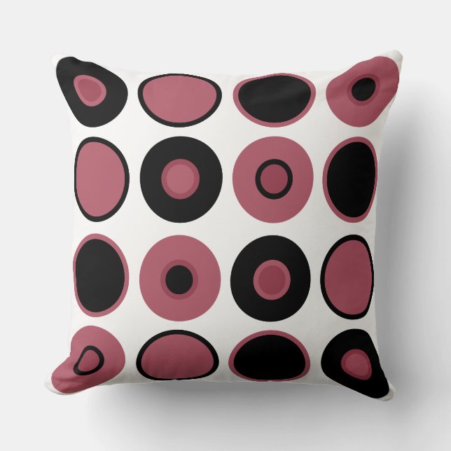 Almofada Círculos Rosa e Preto (Frente)