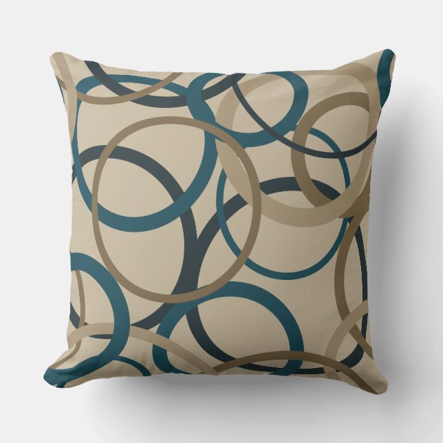 Almofada Círculos Teais e Toucáveis (Frente)