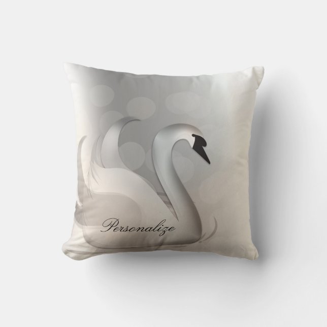 Almofada Cisne Branco & Prata Elegante Chic Personalizado (Frente)