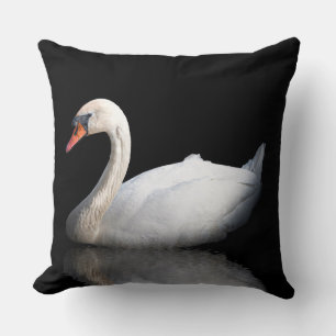 Almofada Cisne branco sobre preto