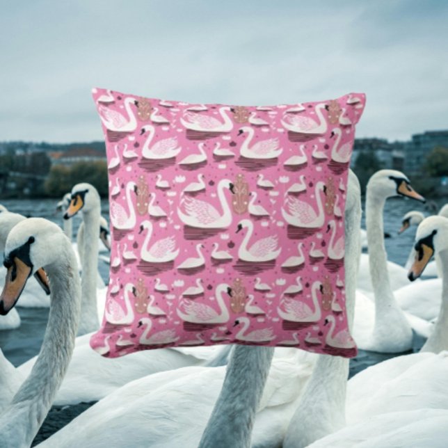 Almofada Cisne Elegância Rosa (Criador carregado)