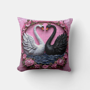 Almofada Cisnes Elegantes com Casais de Amor de Coroa Casam