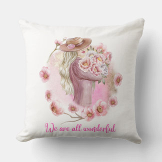 Almofada Citação de Amor Próprio Design | Mulher Aquarela c