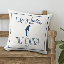 Almofada Citação de Esportes de Golfe Monogramada Branco e