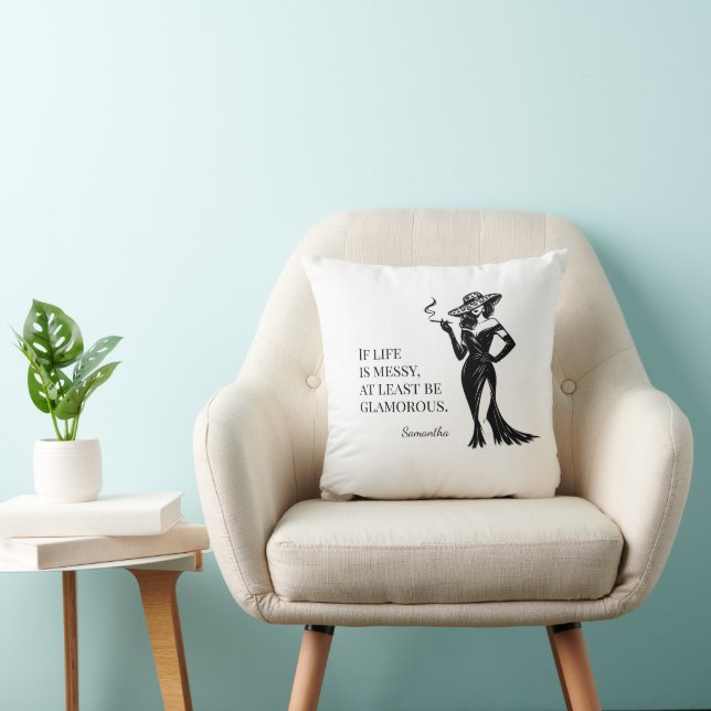 Almofada Citação de Estilo Glam Personalizado em Design (Cadeira)