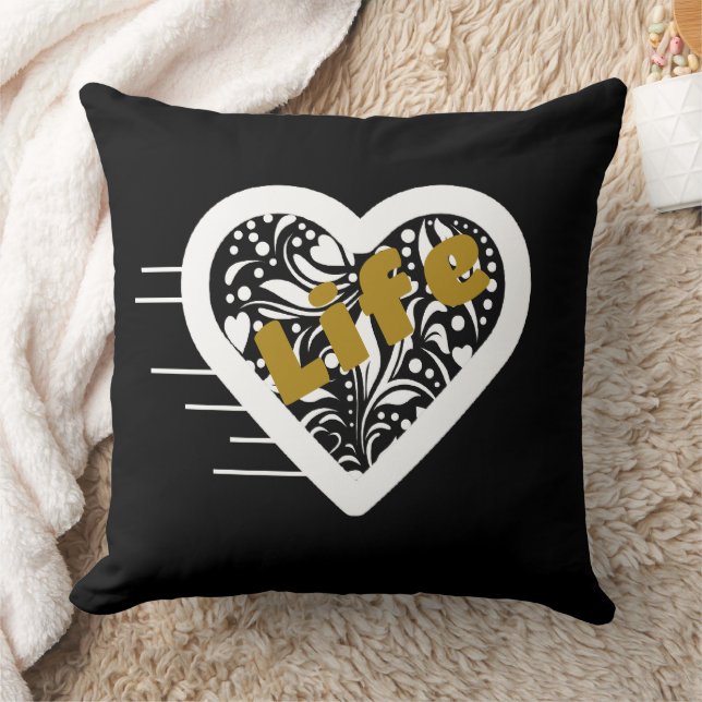 Almofada Citação de Vida Travesseiro Preto por Poet Adiela  (Cobertor)