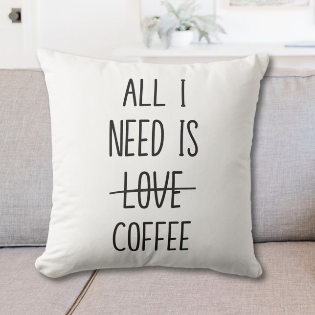 Almofada Citação Divertida de Café Simples Minimalista (In situ)