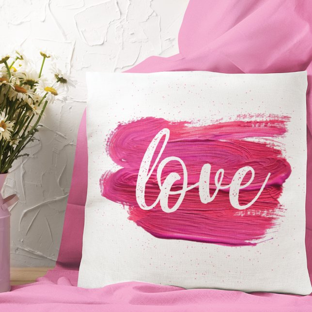 Almofada Citação do Amor Pintado a Óleo Rosa (Criador carregado)