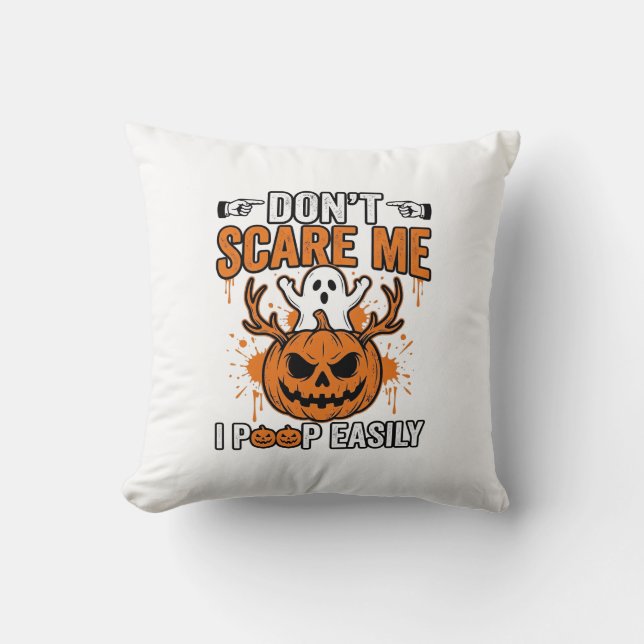 Almofada Citação engraçada de abóbora de fantasma de Hallow (Frente)