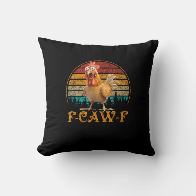 Almofada Citação Engraçada de Frango Meme F-Caw-F (Frente)