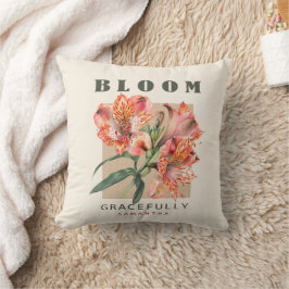 Almofada Citação floral de verão de coral personalizada
