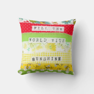 Almofada Citação inspiracional, costura colorida