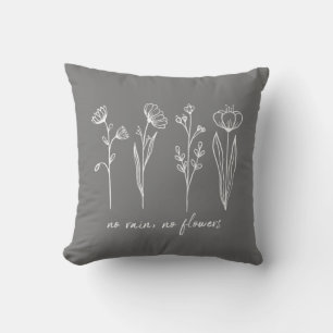 Almofada Citação Inspiradora de Flor Boho com Estilo Cinza
