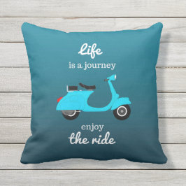 Almofada Citação Inspiradora de Vida Azul Ombre