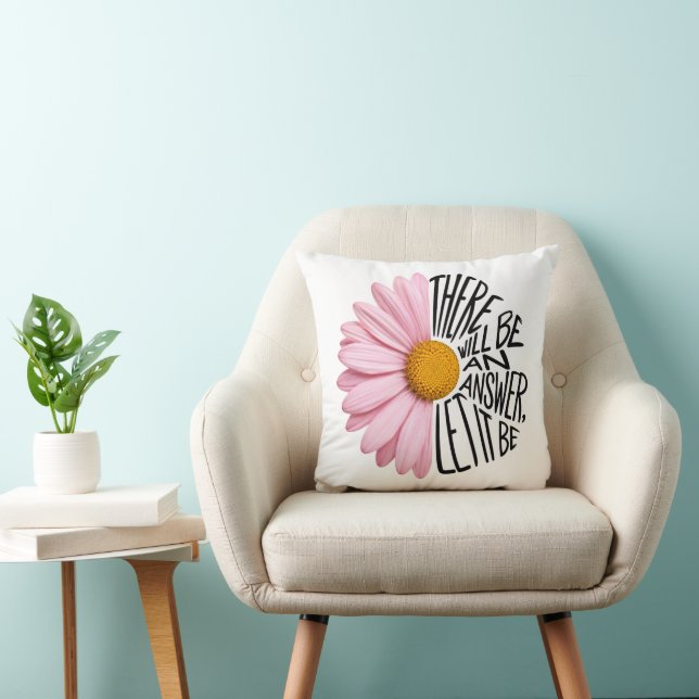 Almofada Citação Inspiradora e Margarida Rosa (Cadeira)