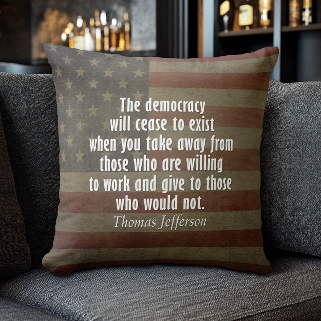 Almofada Citação sobre democracia, socialismo e impostos (Patriotic Pillow)