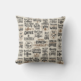 Almofada Citações de Café Manuscritas