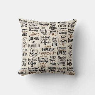 Almofada Citações de Café Manuscritas