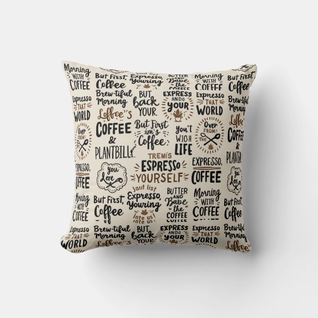 Almofada Citações de Café Manuscritas (Frente)