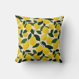 Almofada Citrus Fruit Lemon Pattern Yellow Mediterranean