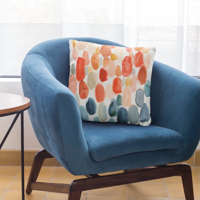 Almofada Citrus Season - Coral e Blue Stones (Pillow on chair)