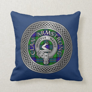 Almofada Clan Armstrong Crest & Tartan Knot