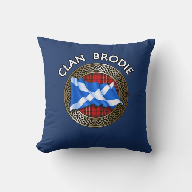 Almofada Clan Brodie Tartan Knot & Flag (Frente)