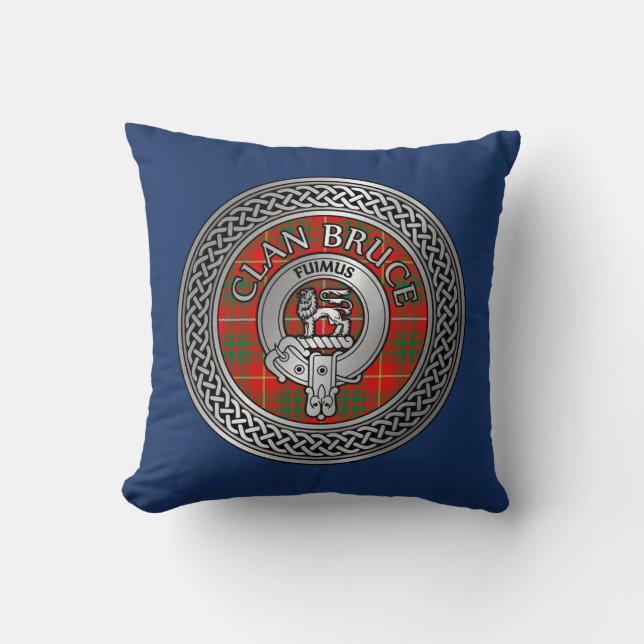 Almofada Clan Bruce Crest e Tartan Knot (Frente)