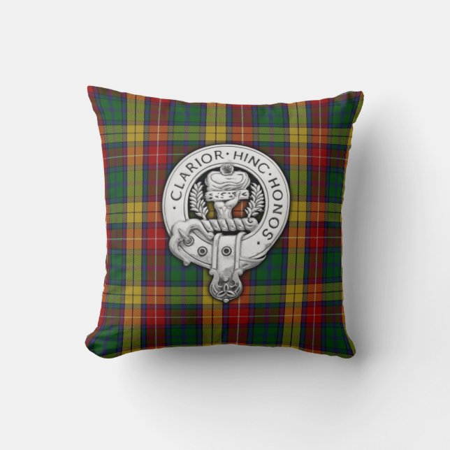 Almofada Clan Buchanan Crest & Tartan (Frente)