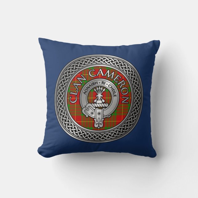 Almofada Clan Cameron Crest & Tartan Knot Travesseiro decor (Frente)