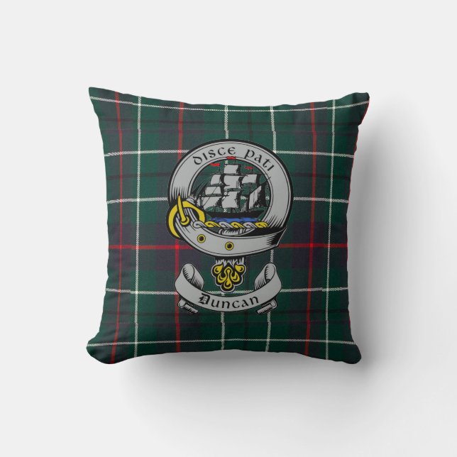 Almofada Clan Duncan Crest Crachá e Tartan (Frente)