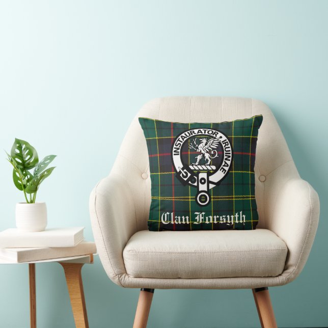 Almofada Clan Forsyth Crest Crachá & Tartan (Cadeira)