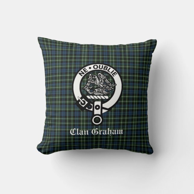 Almofada Clan Graham Montrose Tartan & Crest (Frente)