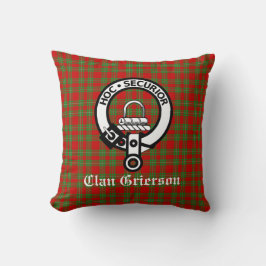 Almofada Clan Grierson Crest Crachá e Tartan