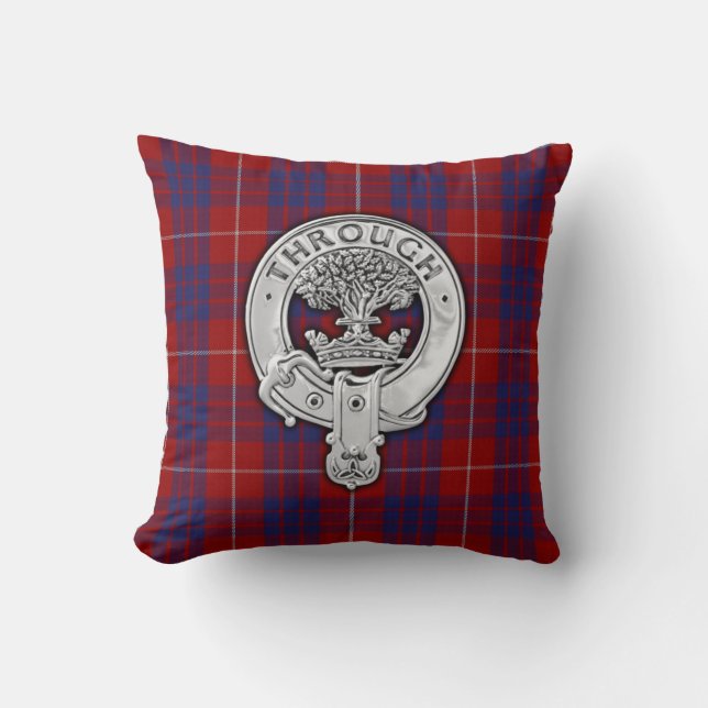 Almofada Clan Hamilton Crest & Tartan (Frente)