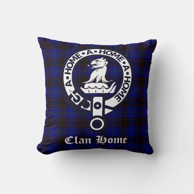 Almofada Clan Home Crest Crachá e Tartan (Frente)