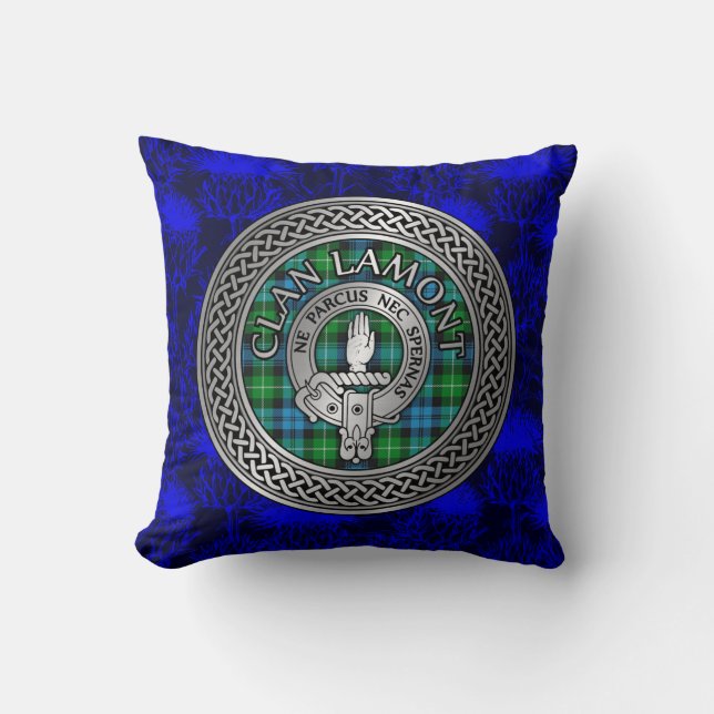 Almofada Clan Lamont Crest & Tartan Knot (Frente)