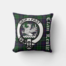 Almofada Clan Leslie Crest Crachá e Tartan