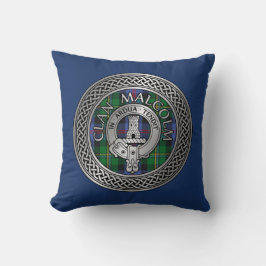 Almofada Clan Malcolm Crest & Tartan Knot
