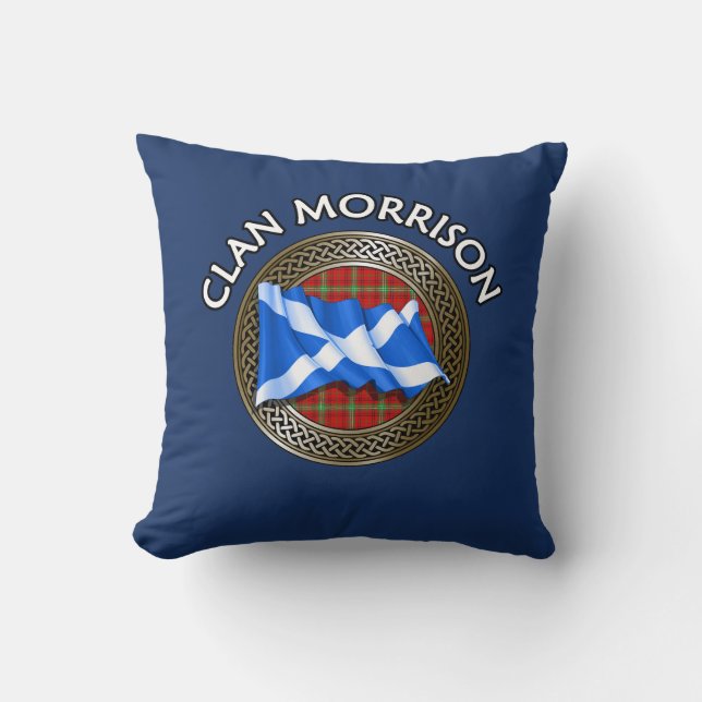 Almofada Clan Morrison Tartan Knot & Flag (Frente)