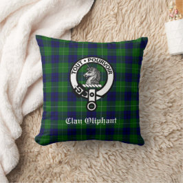 Almofada Clan Oliphant Tartan e Crest Crachá