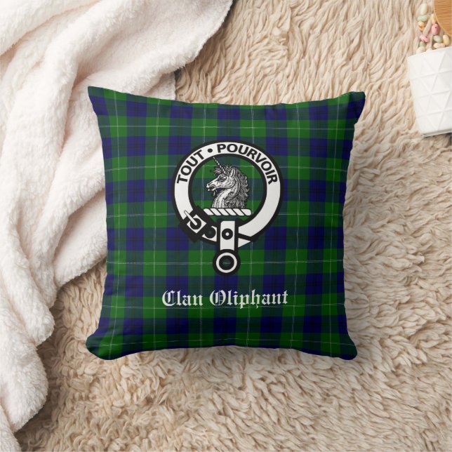 Almofada Clan Oliphant Tartan e Crest Crachá (Cobertor)