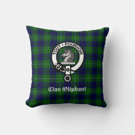 Almofada Clan Oliphant Tartan e Crest Crachá