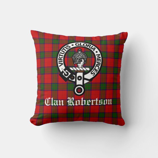 Almofada Clan Robertson Crest Crachá e Tartan (Frente)