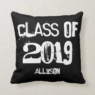 Almofada Classe da graduação do branco 2019 preto