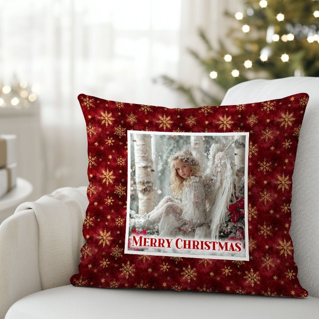 Almofada Classic Angel Poinsettia Red Gold Holiday Christma (Classic Angel Poinsettia Red Gold Holiday Christmas Pillow

)