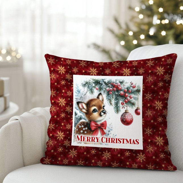 Almofada Classic Baby Fawn Snowy Forest Kids Gift Christmas (Classic Baby Fawn Snowy Forest Kids Gift Christmas Pillow

)
